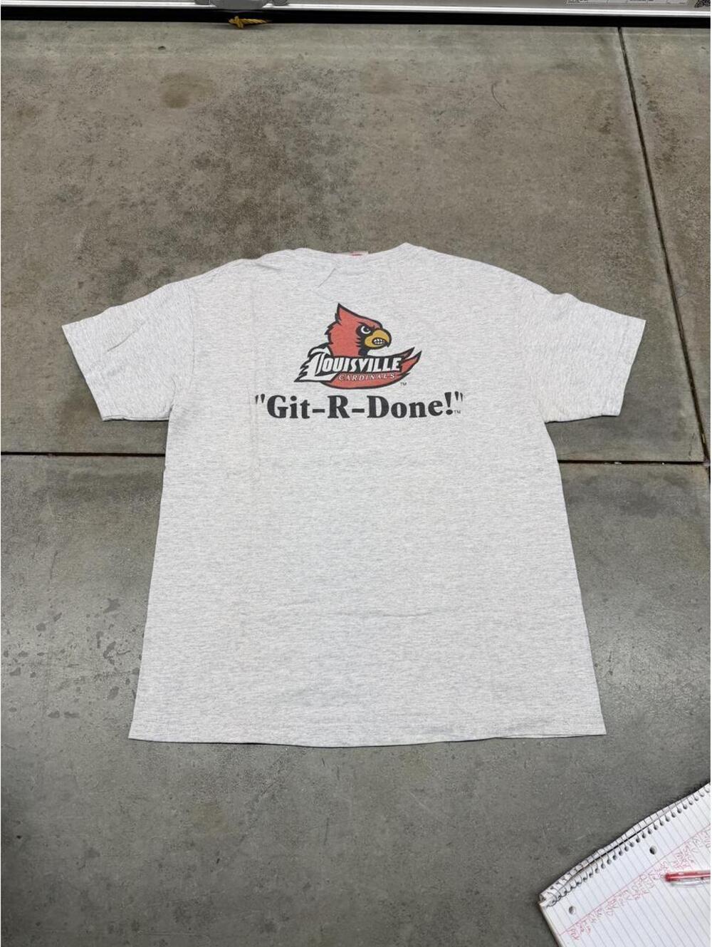 vintage louisville cardinals git r done grey collegiate shirt size large